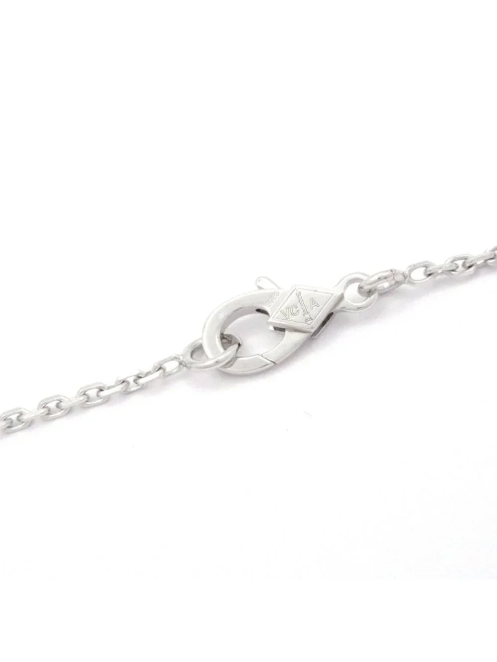 Van Cleef & Arpels Necklace Vintage Alhambra 18k White Gold Diamond Holiday